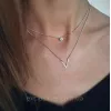 Кольє подвійне срібне із куточком та камінцем 925°