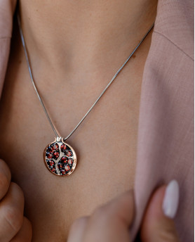 Підвіс срібний з золотою пластиною Гранат 006997