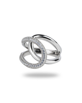 Каблучка срібна із цирконієм діамантового огранювання 007020