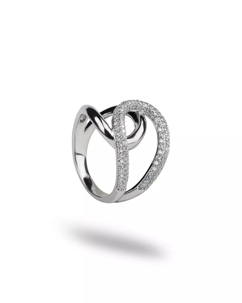 Каблучка срібна із цирконієм діамантового огранювання 007020