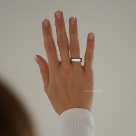 Каблучка срібна з чорною емаллю Exclusilver 925 проба