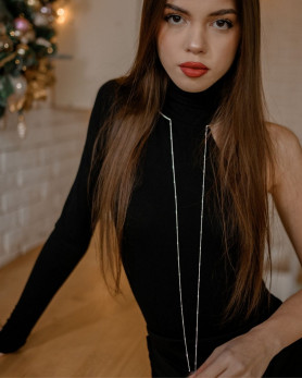 Срібне кольє-чокер лите із ланцюжком 007078