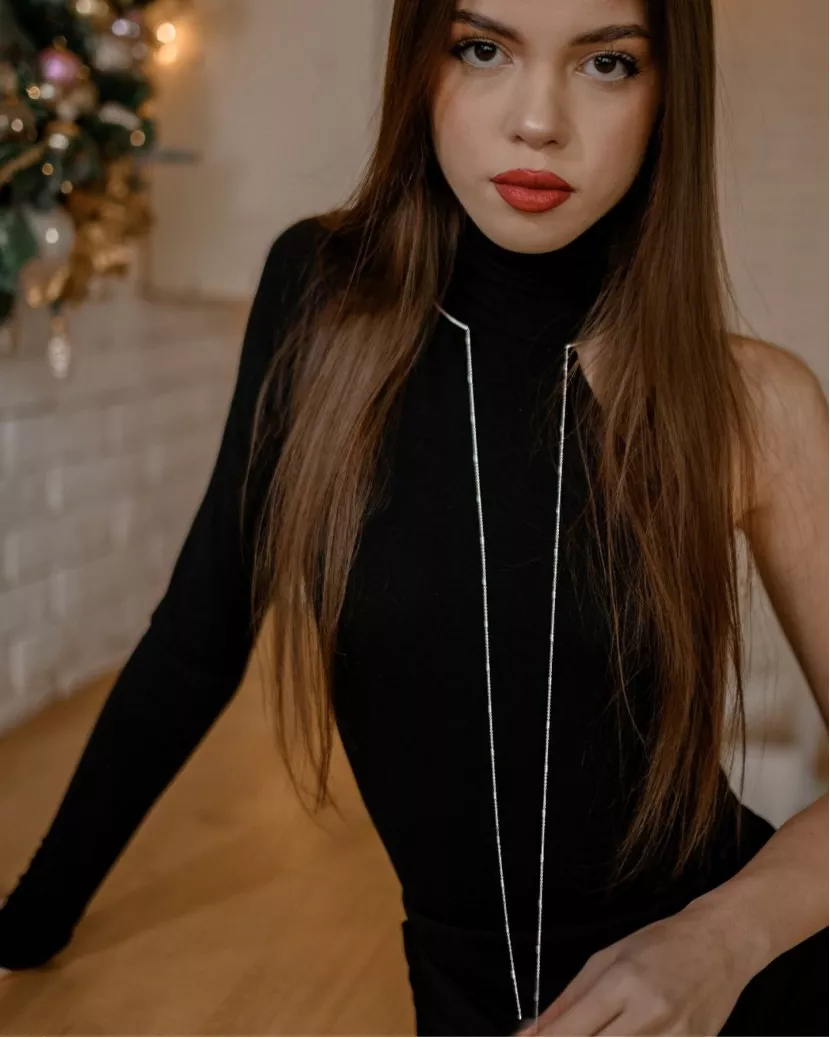 Срібне кольє-чокер лите із ланцюжком 007078