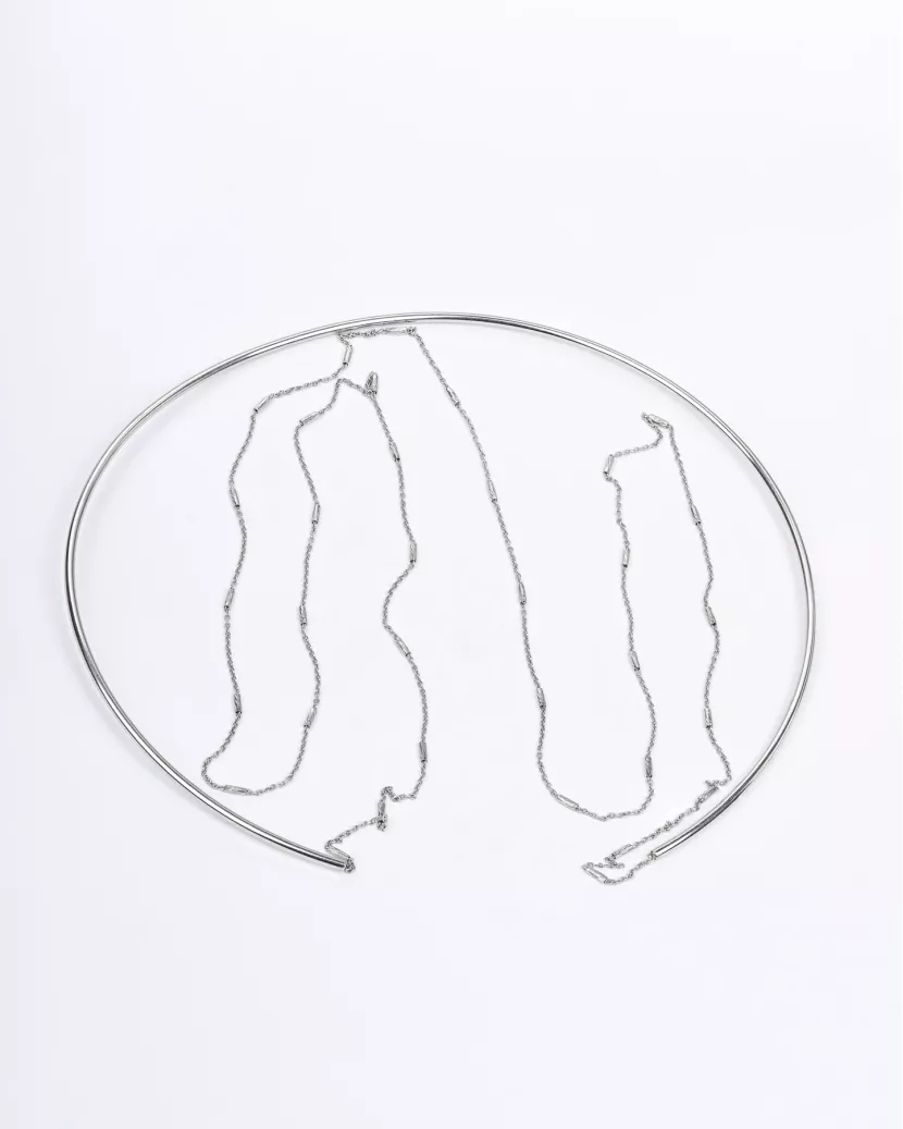 Срібне кольє-чокер лите із ланцюжком 007078