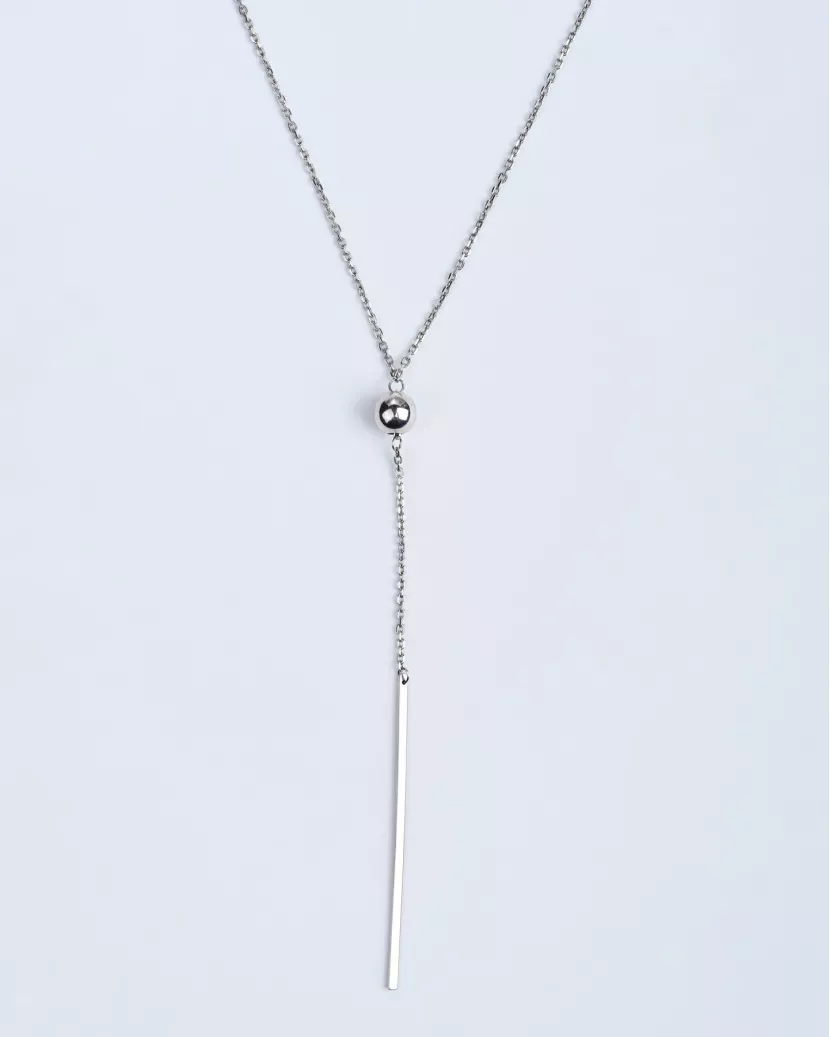 Срібне кольє-краватка із кулькою 007074