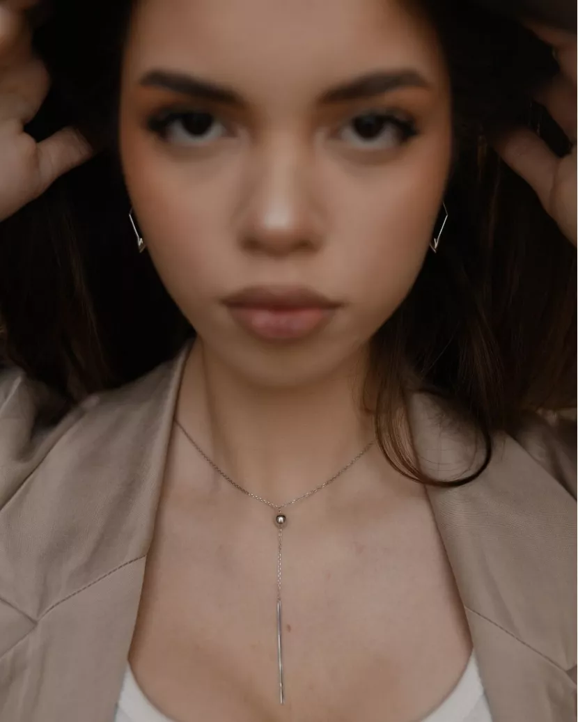 Срібне кольє-краватка із кулькою 007074