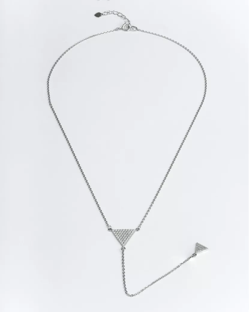 Кольє-краватка Трикутники з цирконієм діамантового огранювання 007075