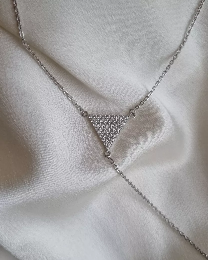 Кольє-краватка Трикутники з цирконієм діамантового огранювання 007075