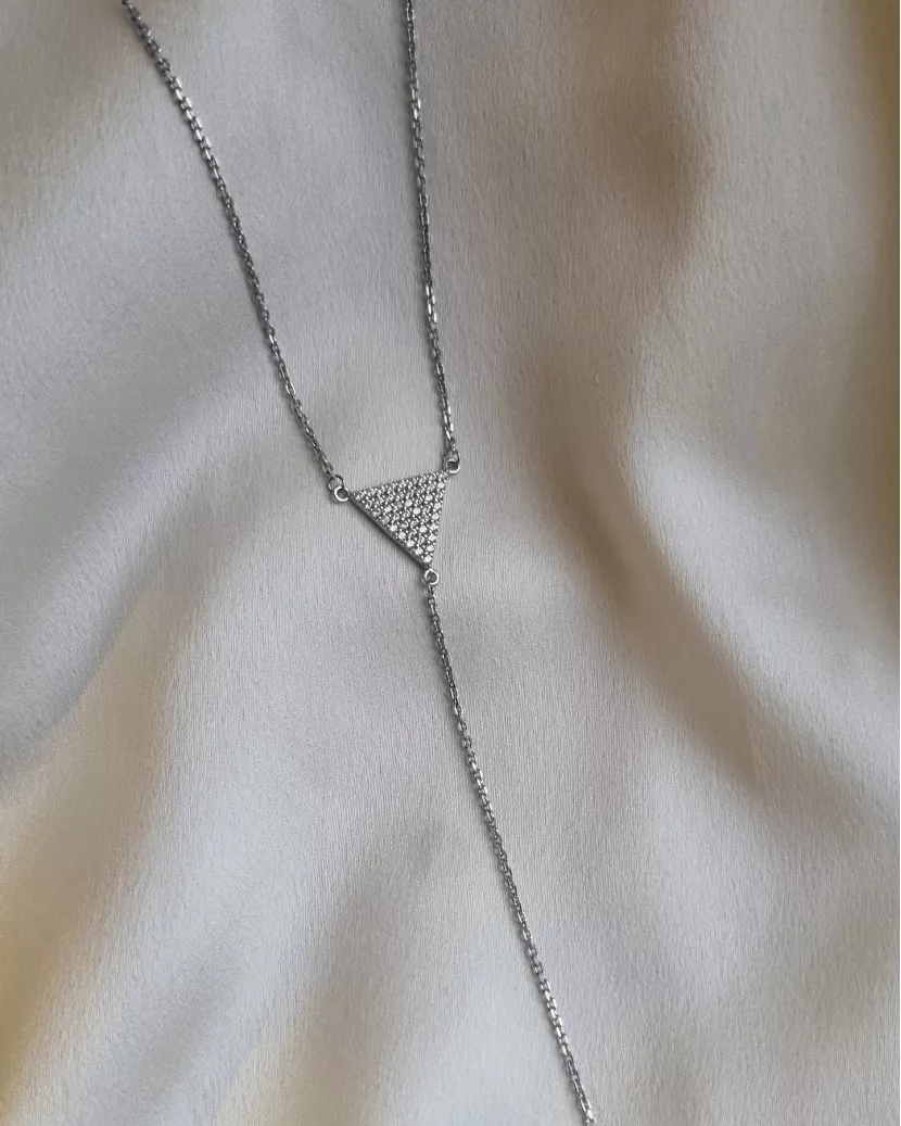 Кольє-краватка Трикутники з цирконієм діамантового огранювання 007075