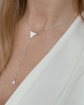 Кольє-краватка Трикутники з цирконієм діамантового огранювання 007075