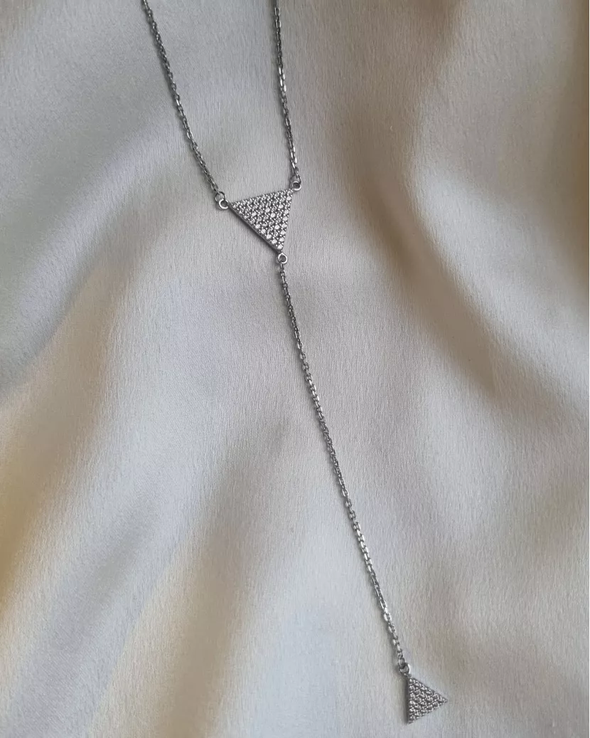 Кольє-краватка Трикутники з цирконієм діамантового огранювання 007075