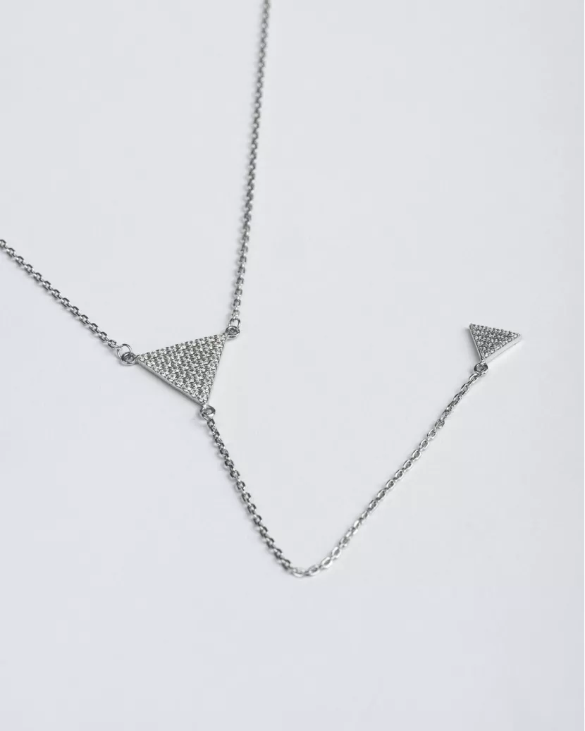 Кольє-краватка Трикутники з цирконієм діамантового огранювання 007075